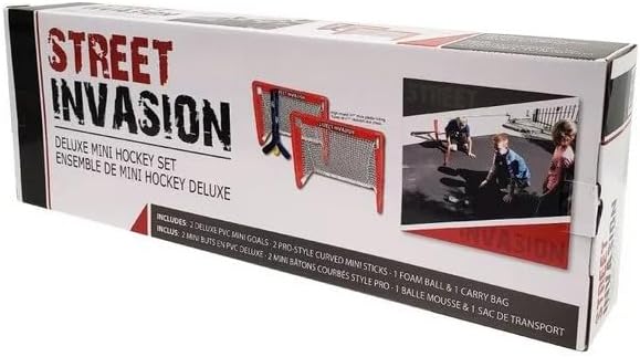 Street Invasion Mini Hockey Set 2 Nets 2 Sticks 1 Ball 1 Carrying Case