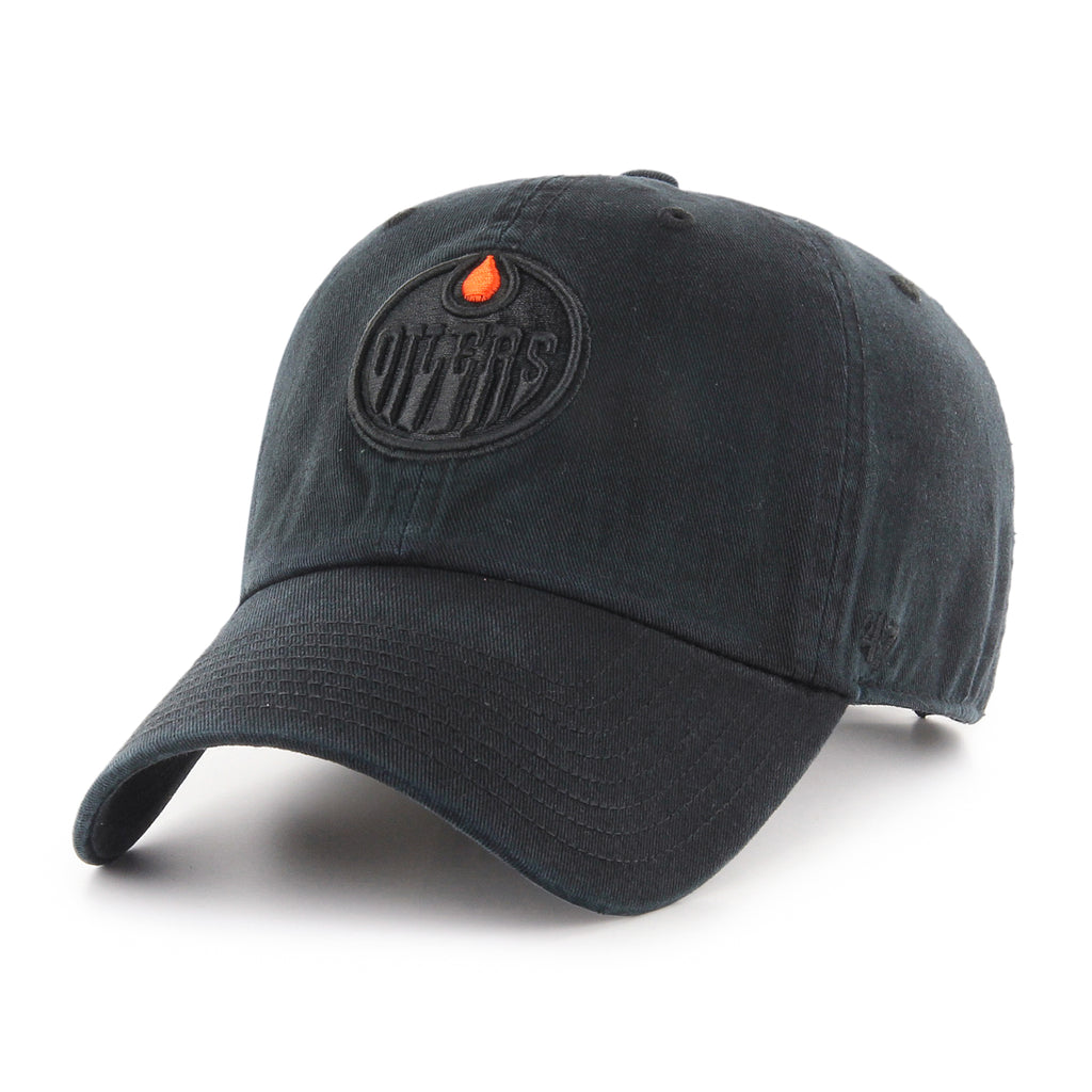 '47 Edmonton Oilers Black On Black Clean Up Cap Adjustable Strapback Hat
