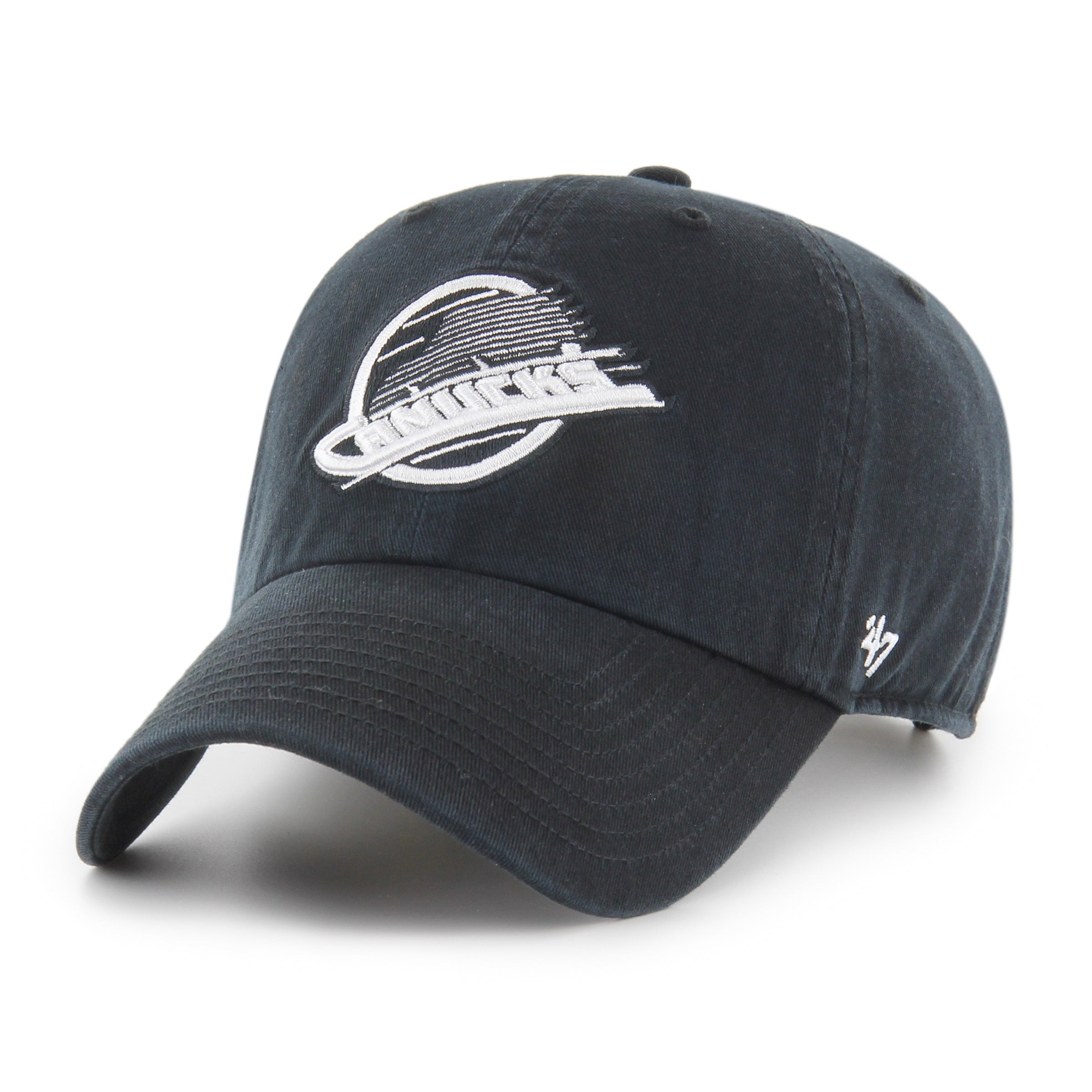 '47 Vancouver Canucks Black/White Clean Up Cap Adjustable Strapback Hat